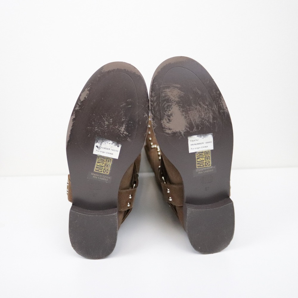 Anthropologie Bibi Lou Suede Studded Harness Western Boots EU 37 US 6 - 6.5 - Picture 9 of 10